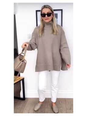 H&M Olive Turtleneck Sweater Cozy Knit